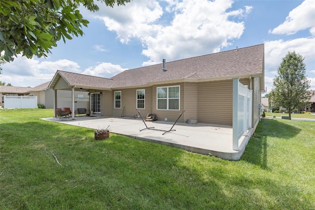 351 Cherry Creek Ln, Farmington, MO 63640 - rear view of property with a patio area, ceiling fan, and roof with shingles