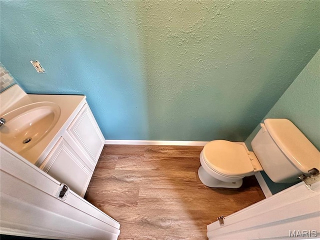 6624 State Route C, Saint Genevieve, MO 63670 - half bath featuring wood finished floors, vanity, and a textured wall
