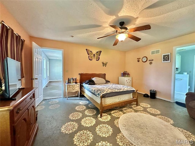 6624 State Route C, Saint Genevieve, MO 63670 - bedroom with a textured ceiling, a ceiling fan, and carpet floors