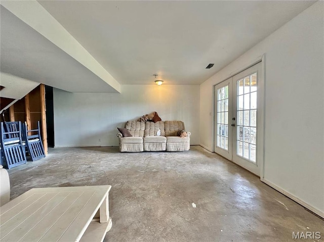 6624 State Route C, Saint Genevieve, MO 63670 - unfurnished living room with concrete floors and french doors