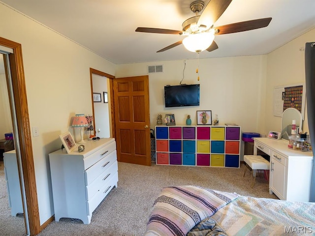 bedroom with carpet and ceiling fan