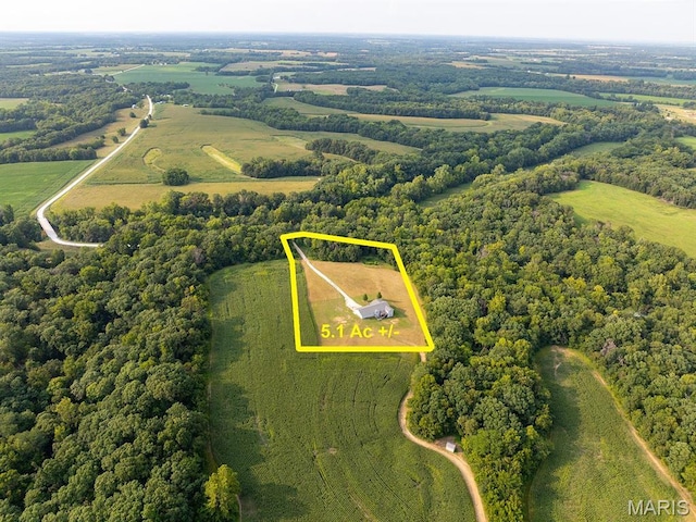 overview of rural landscape with property parcel outlined
