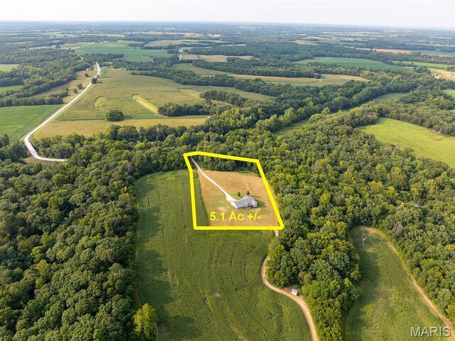2700 Treetop Ln, Palmyra, MO 63461 - overview of rural landscape with property parcel outlined