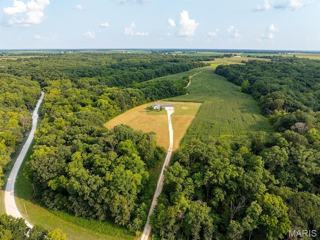 aerial view of a heavily wooded area