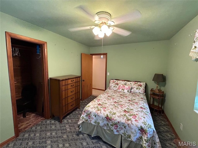 102 W Center St, Salem, MO 65560 - bedroom with dark carpet, a ceiling fan, and baseboards