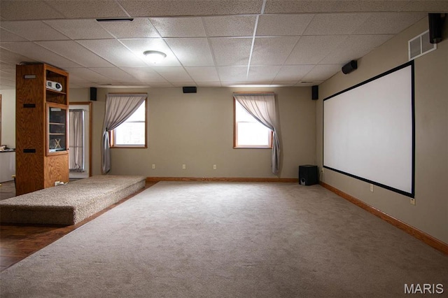 970 Lammert Ln, Union, MO 63084 - cinema room featuring healthy amount of natural light, carpet, baseboards, and a paneled ceiling