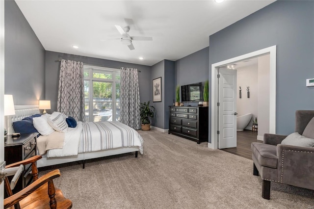 128 Jared St, Waynesville, MO 65583 - bedroom with carpet flooring, baseboards, ceiling fan, and recessed lighting