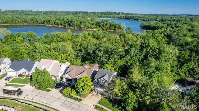 1010 Winter Lake Dr, Fenton, MO 63026 - aerial view of residential area with a forest and a nearby body of water