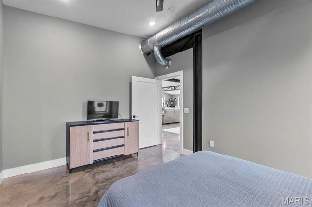 173 Tate Rdg, Cape Girardeau, MO 63701 - bedroom with finished concrete flooring, a towering ceiling, and recessed lighting