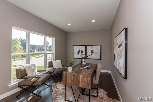 2708 Brook Hill Ln, Saint Charles, MO 63303 - office with dark wood finished floors, baseboards, and recessed lighting