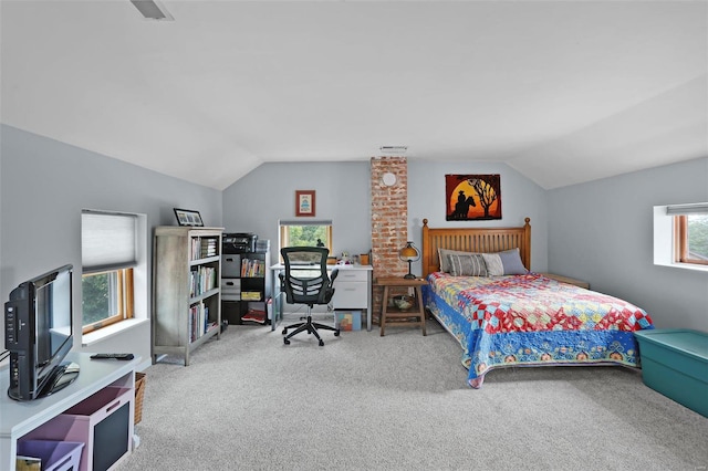 7102 Shadow Ln, Villa Ridge, MO 63089 - carpeted bedroom featuring vaulted ceiling