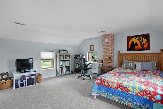 7102 Shadow Ln, Villa Ridge, MO 63089 - carpeted bedroom featuring vaulted ceiling and baseboards