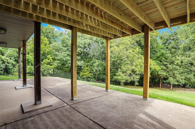 7102 Shadow Ln, Villa Ridge, MO 63089 - view of patio featuring view of wooded area