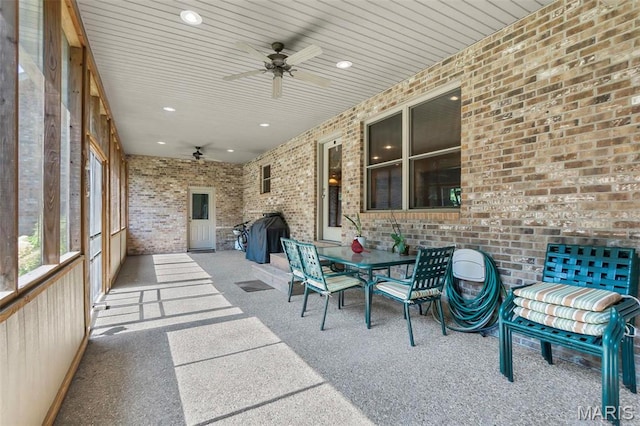 304 Timberlake Ln, Cape Girardeau, MO 63701 - view of patio / terrace with a ceiling fan and outdoor dining area