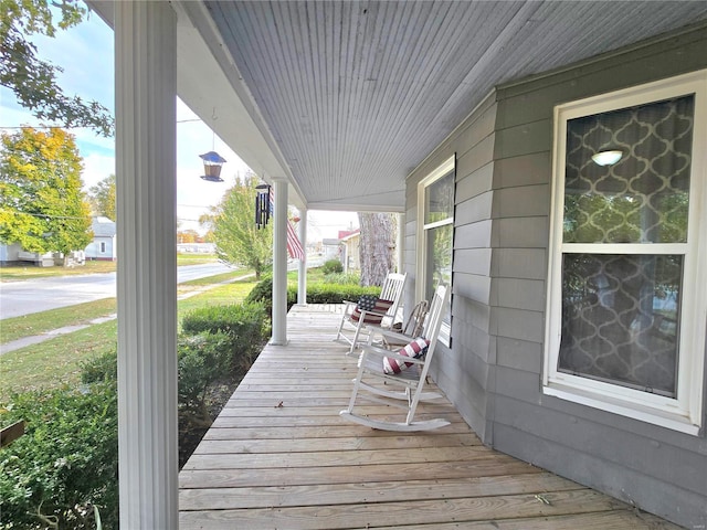 deck featuring a porch