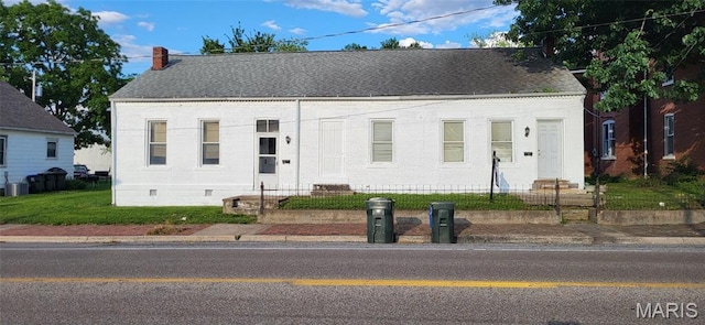 410 N Main St, Red Bud, IL 62278 - view of front of house with crawl space, brick siding, a chimney, a shingled roof, and entry steps