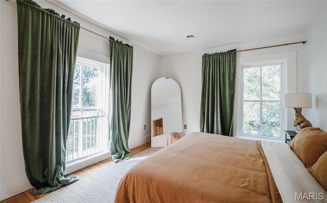 725 W Springfield St, St James, MO 65559 - bedroom with multiple windows, light wood-style floors, and baseboards