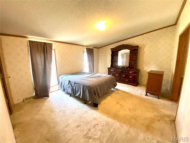 610 N Caldwell St, Middletown, MO 63359 - carpeted bedroom featuring ornamental molding and wallpapered walls