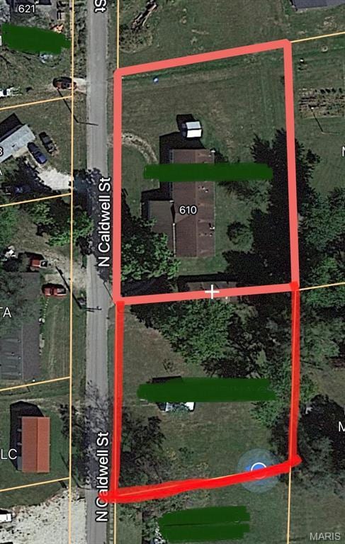 610 N Caldwell St, Middletown, MO 63359 - map / location featuring property parcel outlined