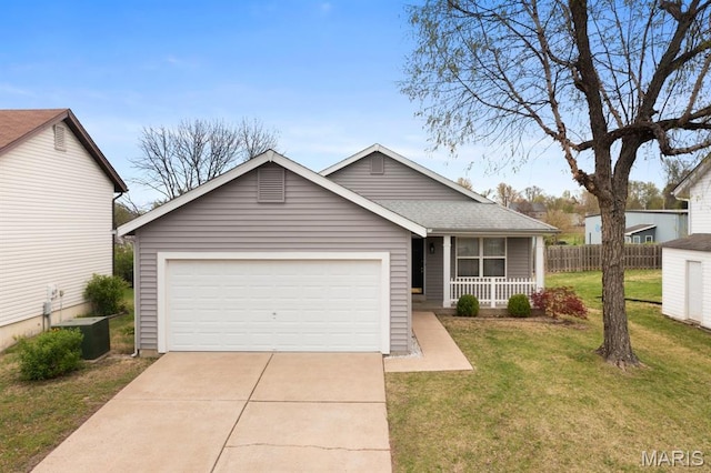 111 Aspencade Cir, Saint Peters, MO 63376 - view of front of property featuring a porch, an attached garage, concrete driveway, and a shingled roof