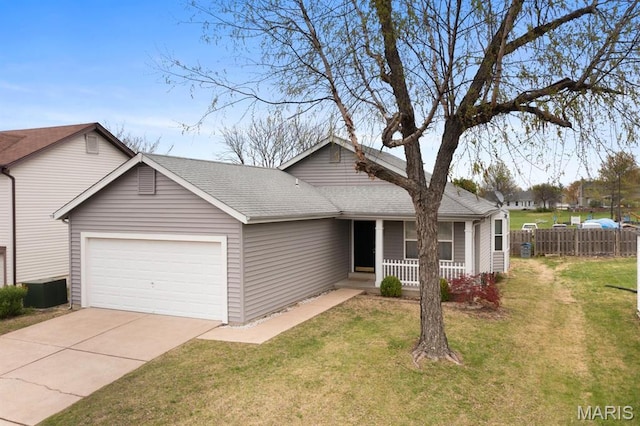 111 Aspencade Cir, Saint Peters, MO 63376 - view of front facade featuring a garage, covered porch, concrete driveway, and a shingled roof
