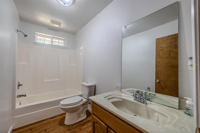 28 Acacia Dr, Conway, MO 65632 - full bath with wood finished floors, toilet, shower / washtub combination, and vanity