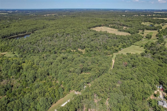 28 Acacia Dr, Conway, MO 65632 - aerial view of property and surrounding area featuring a forest and a nearby body of water