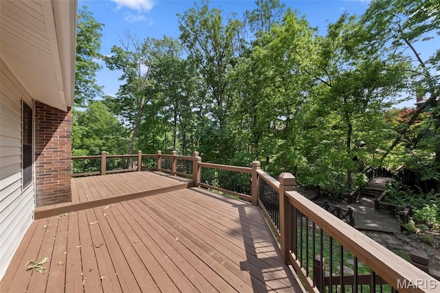 6 Freedom Way, Saint Charles, MO 63303 - wooden terrace featuring view of wooded area