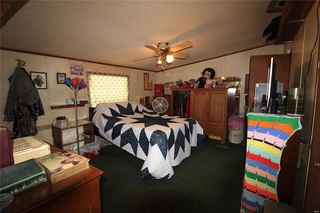 12433 State Route 101, Caulfield, MO 65626 - carpeted bedroom with a textured ceiling and a ceiling fan