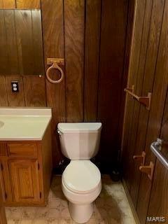 1742 Date Dr, Summersville, MO 65571 - half bath featuring toilet, vanity, and wooden walls