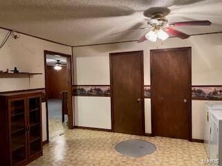 1742 Date Dr, Summersville, MO 65571 - interior space featuring ceiling fan, tile patterned floors, and a textured ceiling