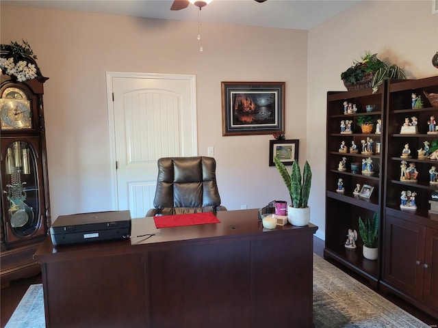 10359 Bounds Rd, Shipman, IL 62685 - office space featuring ceiling fan and wood finished floors