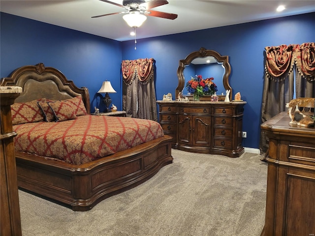 10359 Bounds Rd, Shipman, IL 62685 - bedroom featuring light carpet, ceiling fan, and baseboards