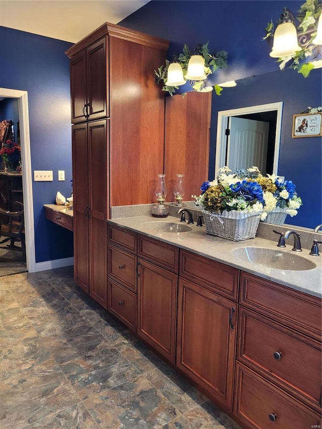 10359 Bounds Rd, Shipman, IL 62685 - full bathroom featuring double vanity and stone finish floors