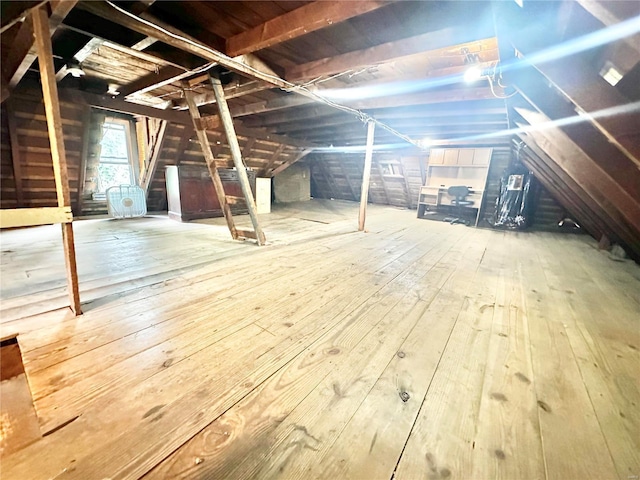 view of unfinished attic