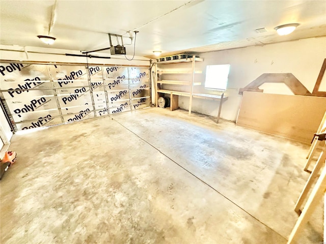 garage with a garage door opener
