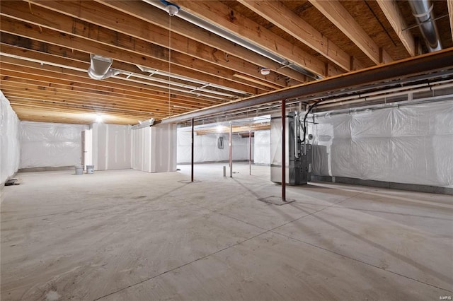 unfinished basement with heating unit