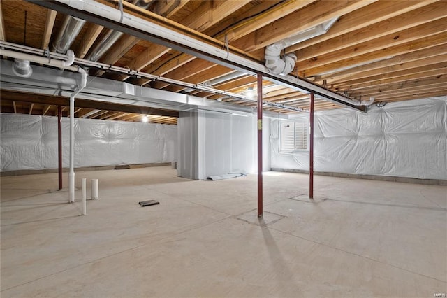 view of unfinished basement