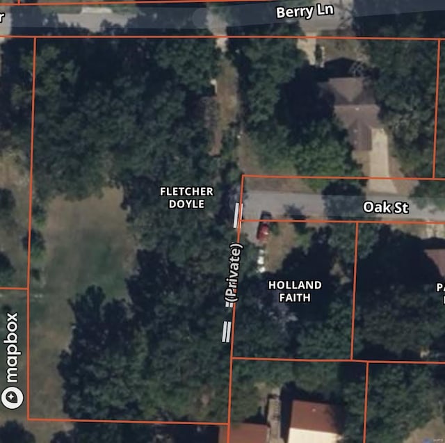 aerial view of property's location with property parcel outlined