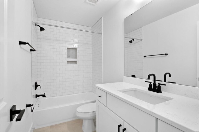 2017 Woodsey Dr, Brentwood, MO 63144 - full bathroom with toilet, bathing tub / shower combination, vanity, and tile patterned flooring