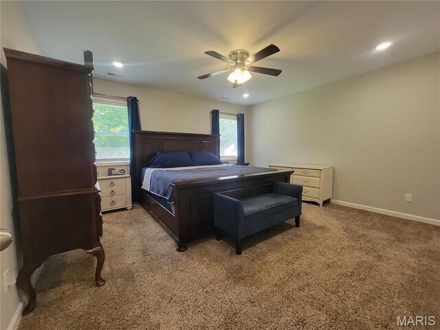 301 S Sloan St, Lebanon, MO 65536 - bedroom with light carpet, a ceiling fan, baseboards, and recessed lighting