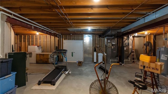 exercise room featuring water heater