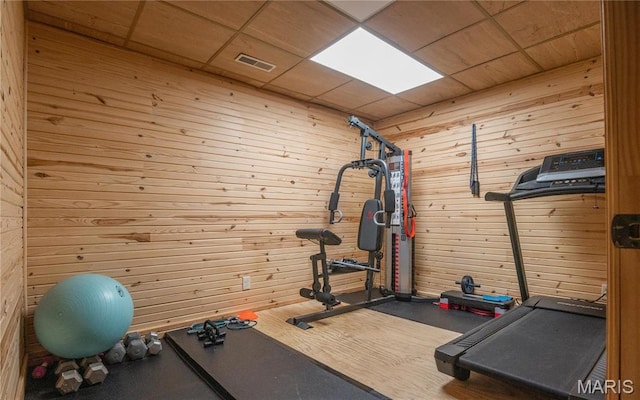 382 Christina Ln, Poplar Bluff, MO 63901 - workout area featuring wood walls