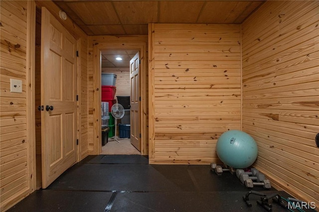 382 Christina Ln, Poplar Bluff, MO 63901 - workout room with wood walls