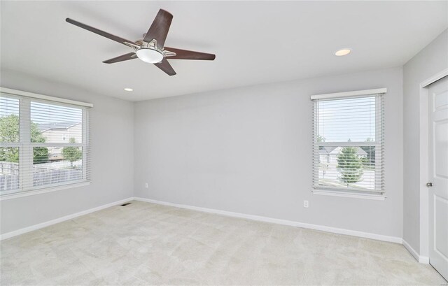 120 Kelcross, Wentzville, MO 63385 - empty room with light colored carpet, a ceiling fan, baseboards, and recessed lighting
