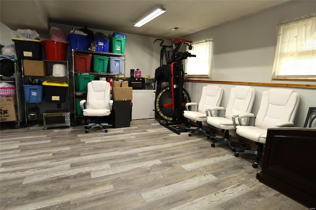 office space featuring wood finished floors