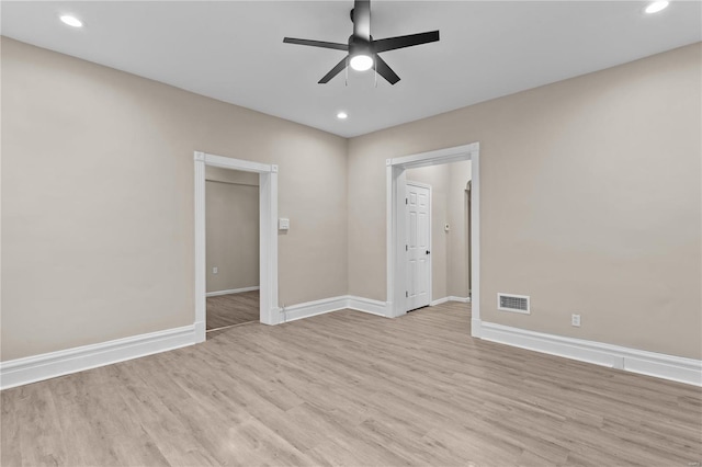 4634 Tyrolean Ave, Saint Louis, MO 63116 - spare room with baseboards, light wood-type flooring, recessed lighting, and ceiling fan