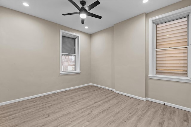 4634 Tyrolean Ave, Saint Louis, MO 63116 - spare room featuring wood finished floors, recessed lighting, ceiling fan, and baseboards