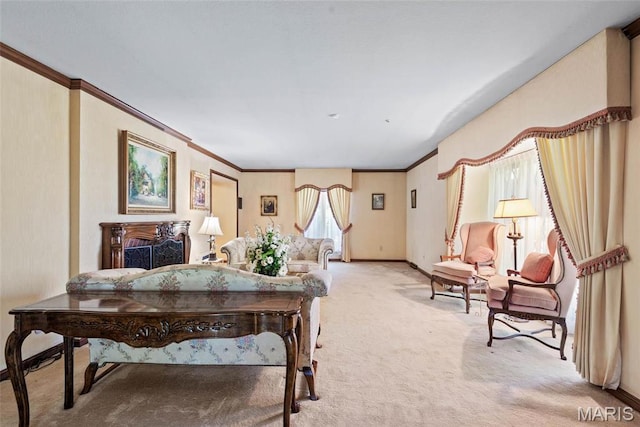 3112 Parkview Dr, Granite City, IL 62040 - living area featuring crown molding and carpet floors