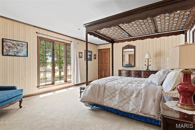 3112 Parkview Dr, Granite City, IL 62040 - carpeted bedroom featuring crown molding and wood walls